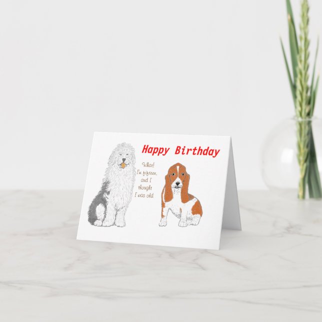 Tarjeta Dos perros deseando un cumpleaños feliz (Anverso)