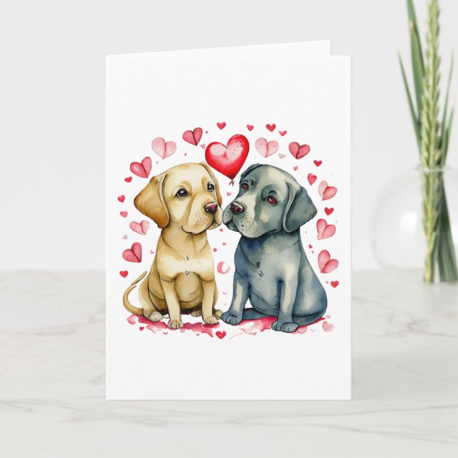 Tarjeta Dos perros felices con amor en BLANK (Anverso)