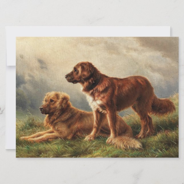 Tarjeta Dos perros vigilantes (Anverso)