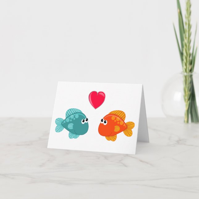 Tarjeta Dos Personalizados Fish Love Heart Genérico Cualqu (Anverso)
