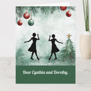 Tarjeta Dos profesores de baile girando agradecidos Navida