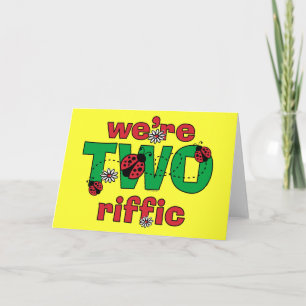 Tarjeta Dos rifles de gemelos Ladybug segundo cumpleaños