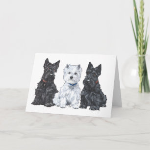 Tarjeta Dos Scotties y un Westie