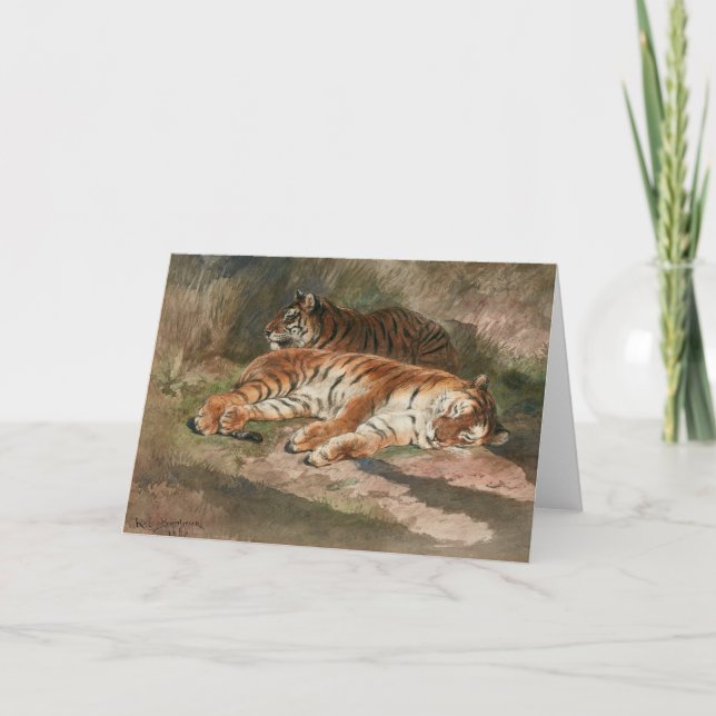 Tarjeta Dos tigres reclinados | Rosa Bonheur (Anverso)