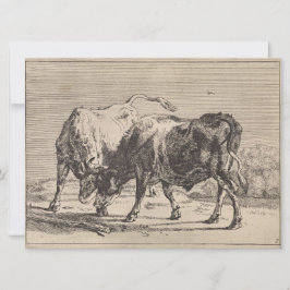 Tarjeta Dos toros luchando (por Paulus Potter)