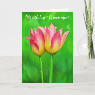 Tarjeta Dos tulipanes bonitos Dos deseos de cumpleaños Ama