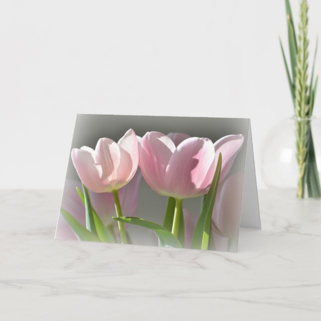 Tarjeta Dos tulipanes rosados (Anverso)