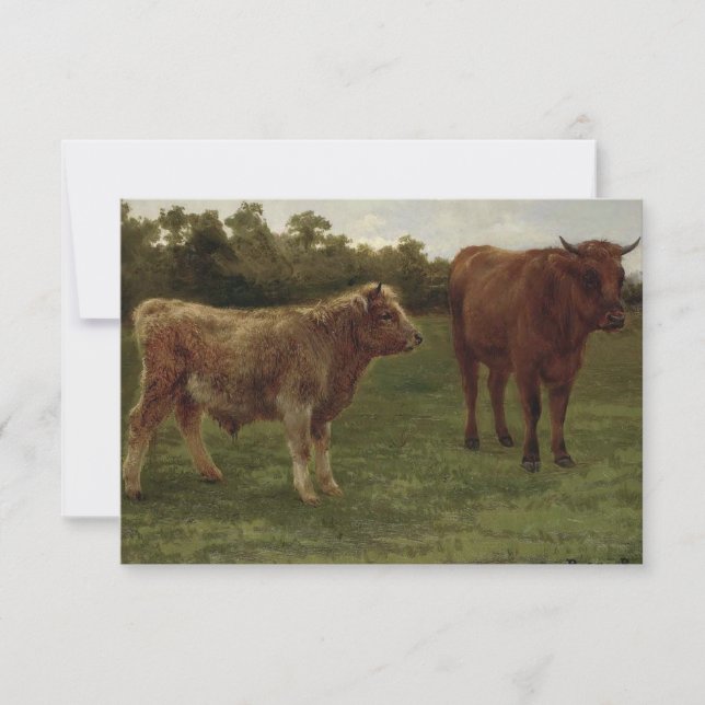 Tarjeta Dos vacas en un campo (por Rosa Bonheur) (Anverso)