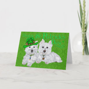 Tarjeta Dos Westies descansando en el Día de San Patricio