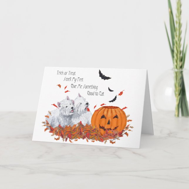 Tarjeta Dos Westies en Halloween (Anverso)