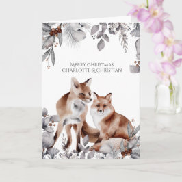 Tarjeta Dos Zorros Rojos Navidad Personalizada