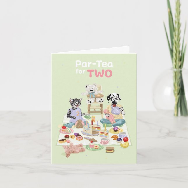 Tarjeta Dotty Dog Age Two Birday Tea Fiesta (Anverso)