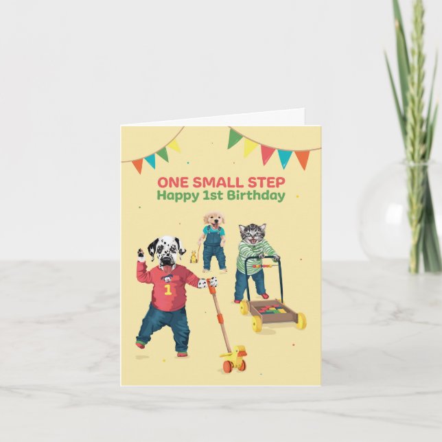 Tarjeta Dotty Dog First Steps Age One Birday Card (Anverso)