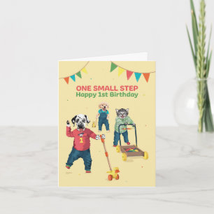 Tarjeta Dotty Dog First Steps Age One Birday Card