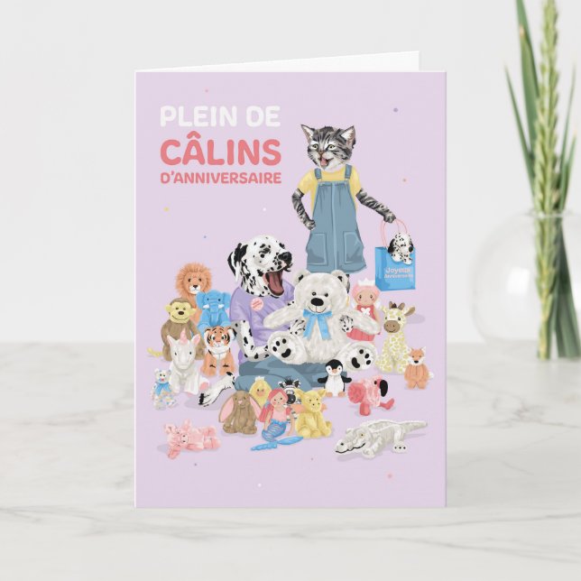 Tarjeta Dotty Dog Jouet en peluche câlins Aniversario (Anverso)