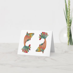 Tarjeta Double Coi Fish blank greeting card