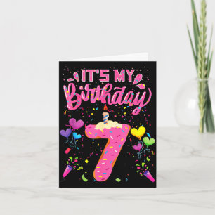 Tarjeta doughnut cumpleaños 7 niña feliz 7 años niños