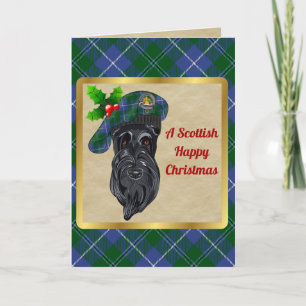 Tarjeta Douglas Badge & Tartan Personalizado Xmas