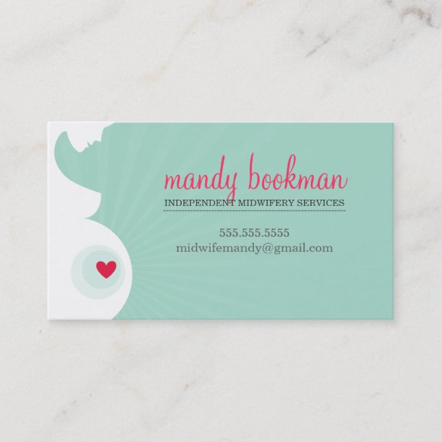 TARJETA DOULA MIDWIFE PUNTO gestante de la barriga (Anverso)