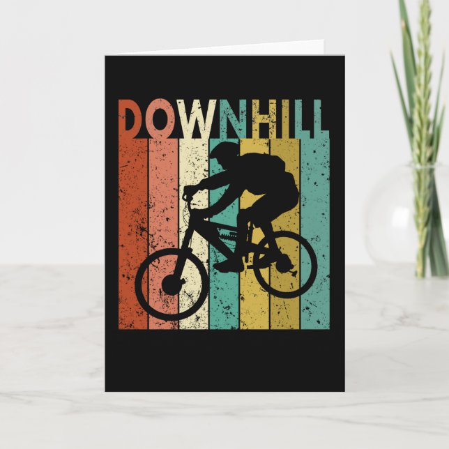 Tarjeta Downhill Mountain Bike Retro Sunset Funny Gift (Anverso)