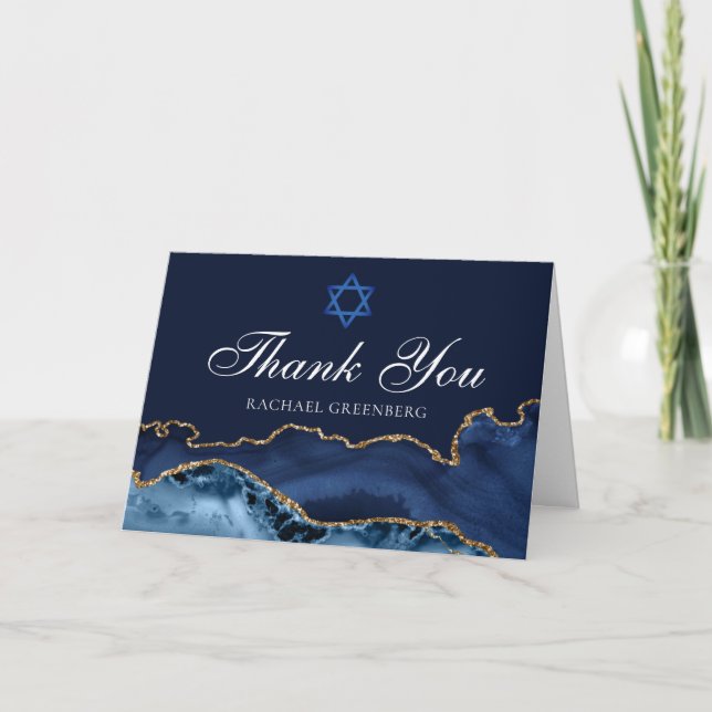 Tarjeta Downloadable Bat Mitzvah Party Custom Thank You (Anverso)