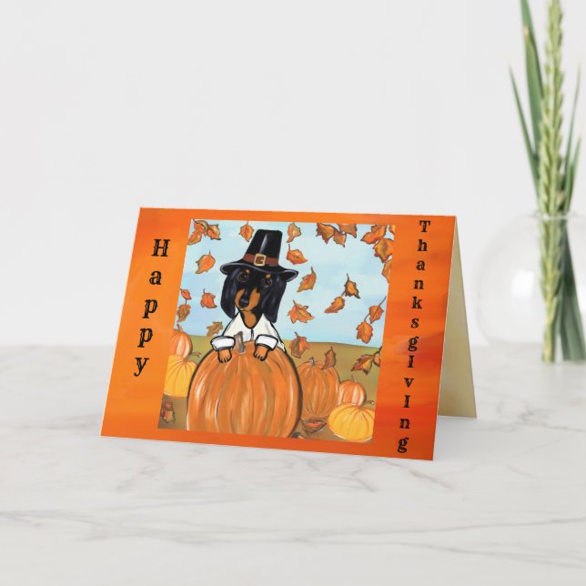 Tarjeta Doxie de Acción de Gracias (Anverso)