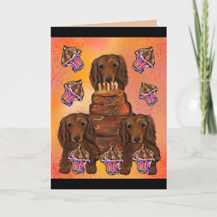 Tarjeta Doxies de Red Long Haired