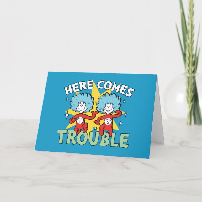 Tarjeta Dr. Seuss | Cosa Uno Cosa Dos Aquí Viene el Proble (Anverso)