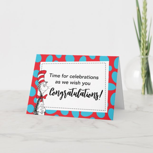 Tarjeta Dr. Seuss | Gato en el sombrero Felicitaciones (Anverso)