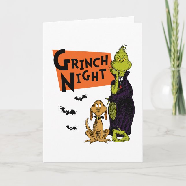 Tarjeta Dr. Seuss | Gráfica nocturna de Hallowen Grinch (Anverso)