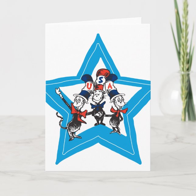 Tarjeta Dr. Seuss | Gráfico de Gorras de Little Cats USA (Anverso)