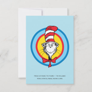 Tarjeta Dr. Seuss   Gráfico de la cabeza del gato con somb