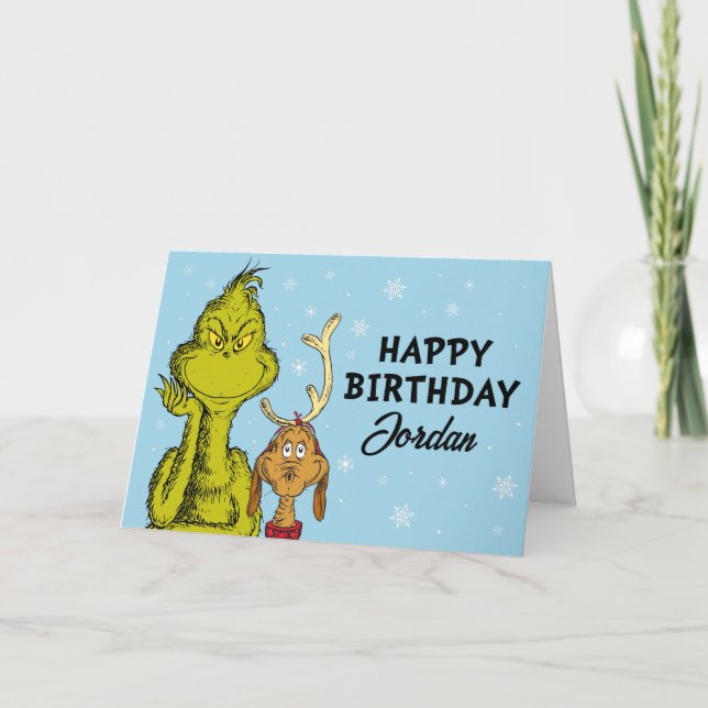Tarjeta Dr. Seuss | Grinch Cumpleaños de invierno (Anverso)