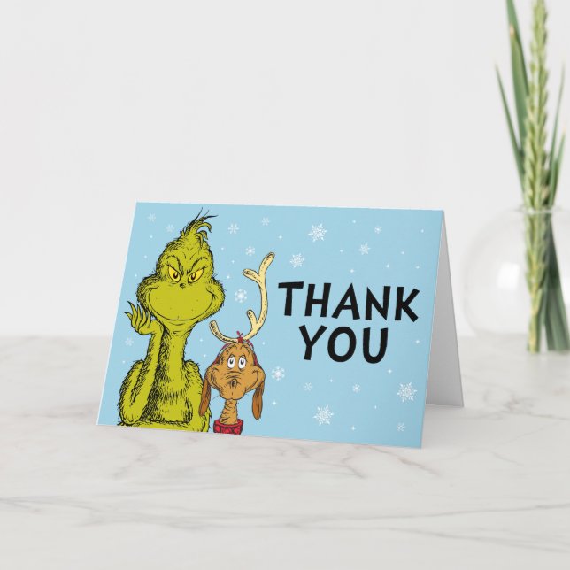 Tarjeta Dr. Seuss | Grinch Winthday Birthday Gracias (Anverso)