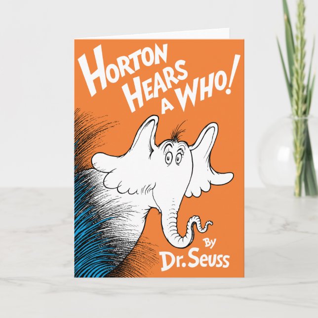 Tarjeta Dr. Seuss | Horton Oye A Who Book (Anverso)