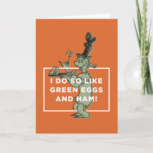 Tarjeta Dr. Seuss | Me gustan los huevos verdes y el jamón (Anverso)