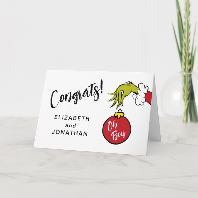Tarjeta Dr. Seuss | Oh Chico Grinch Bebé Felicidades (Anverso)
