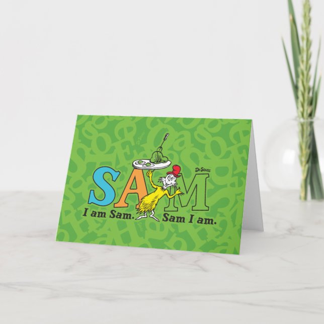 Tarjeta Dr. Seuss | Soy Sam. Sam, Lo Soy. (Anverso)