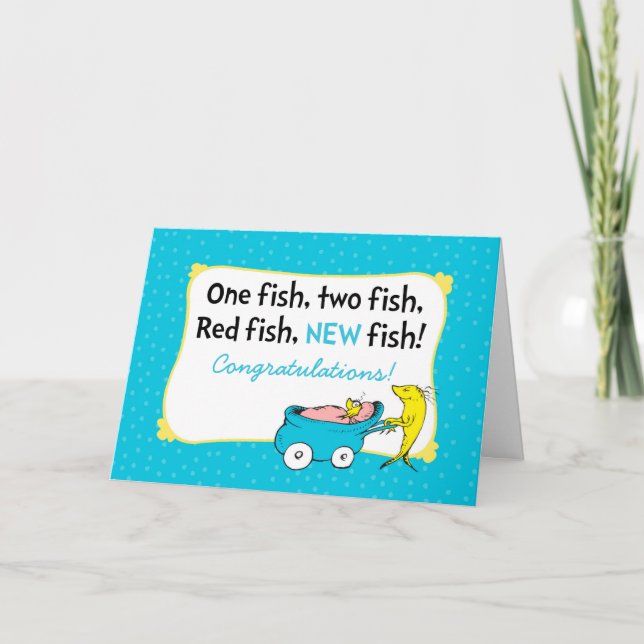 Tarjeta Dr. Seuss | Un pez - Felicidades niño (Anverso)