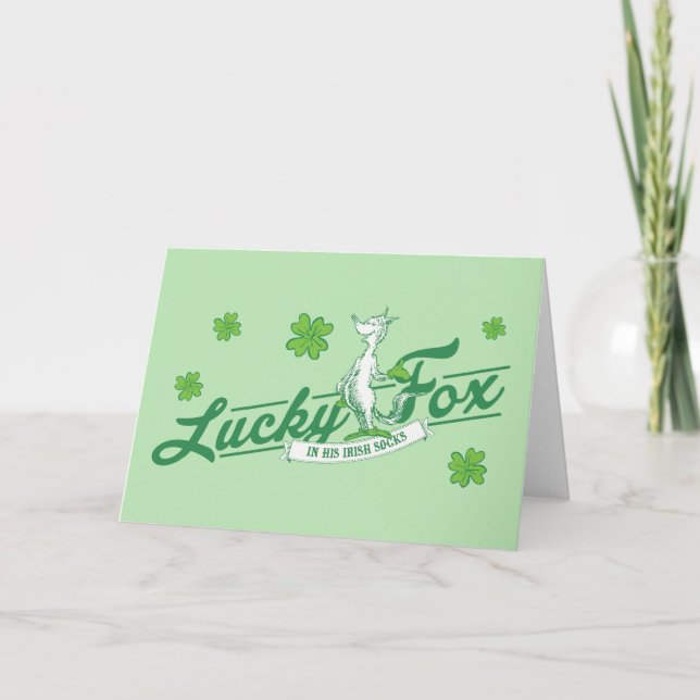 Tarjeta Dr. Seuss | Zorro Suerte En Sus Calcetines Irlande (Anverso)