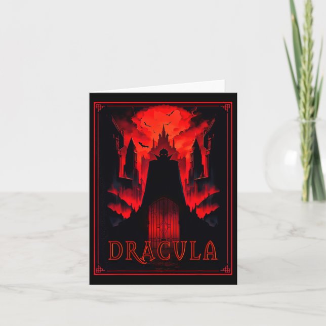 Tarjeta Dracula Gothic Horror Vampire Art -halloween Vampi (Anverso)