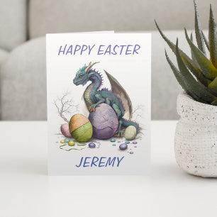 Tarjeta Dragón acuático De Semana Santa Con Huevos