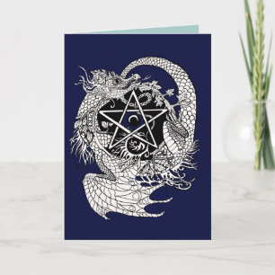 Tarjeta Dragon art nouveau style pentacle~tarjetas de feli