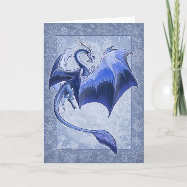 Tarjeta Dragón azul del arte de la naturaleza de la fantas (Anverso)