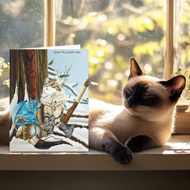 Tarjeta Dragón azul Viking Cat (Subido por el creador)