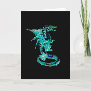 Tarjeta Dragón de Agua Fantasía Azul Marino