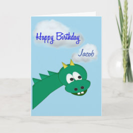 Tarjeta Dragón de cumpleaños lindo, nombre personalizado