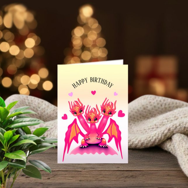 Tarjeta Dragón de Cumpleaños Rosa (Subido por el creador)