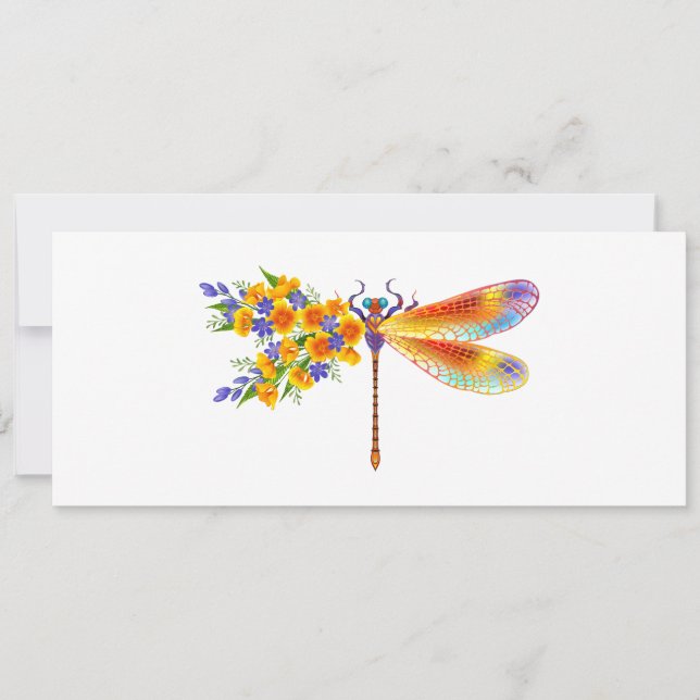 Tarjeta Dragón de flores amarillas (Anverso)