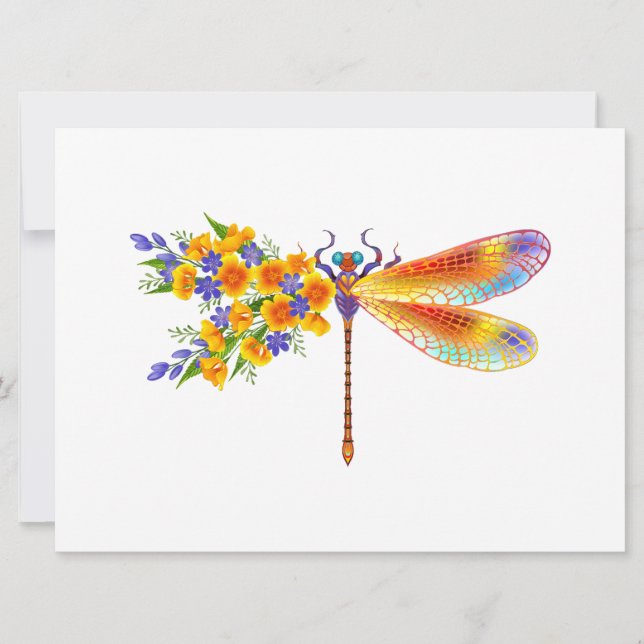 Tarjeta Dragón de flores amarillas (Anverso)